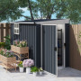 Metall Redskapsbod med Fönster & Lås Mörkgrå 128 x 231 x 161/181 cm