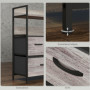 Byrå Industriell Greige med 5 Lådor & Hyllor – Trälook och Stålram 98 x 29 x 85 cm