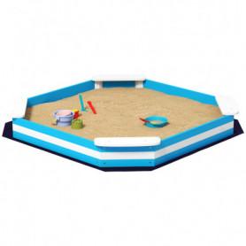 Sandlåda i Trä med 4 Sittplatser – Blå/Vit Nautisk Design 133 x 133...