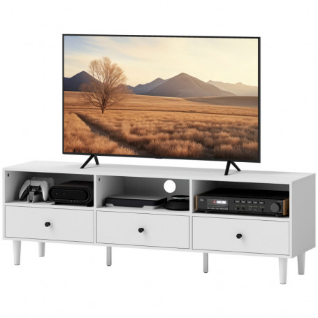 TV-bänk med Lådor & Öppna Fack – För TV upp till 75” 140 x 34 x 45 cm