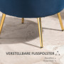 Fåtölj Vintage Lotus-format Lågrygg Sammet Blå med Guldben