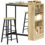 Barbords set + 2 Barstolar med Förvaring – 91 x 49 x 91 cm, Ek Industriell Design