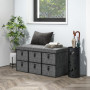 Skobänk med 6 Lådor och Vadderad Sits – 76,5 x 38 x 38 cm, MDF & Tygfinish
