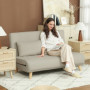 Bäddsoffa 2-sits med Kuddar Sammet Beige 130 x 78 x 79 cm