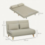Bäddsoffa 2-sits med Kuddar Sammet Beige 130 x 78 x 79 cm