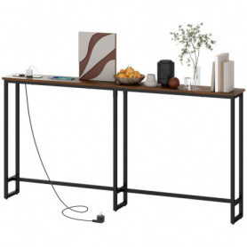 Konsolbord med Eluttag och USB – 160 x 20 x 80 cm, Industriell Design