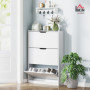 Skoskåp med 3 Hopfällbara Lådor – 80 x 17 x 108 cm, För 12 Par Skor