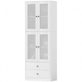 Hög Köksskåp med Glasdörrar, Lådor och Justerbara Hyllor – 59 x 30 ...