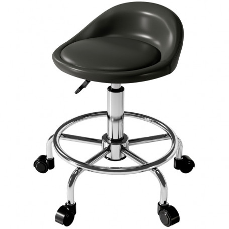 Justerbar Arbetspall med Rygg- och Fotstöd – 43 x 43 x 59–75 cm, Svängbar med Hjul