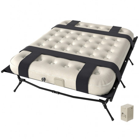 2-i-1 Campingsäng med Uppblåsbar Madrass och Automatisk Pump – 200 x 153 x 56,5 cm