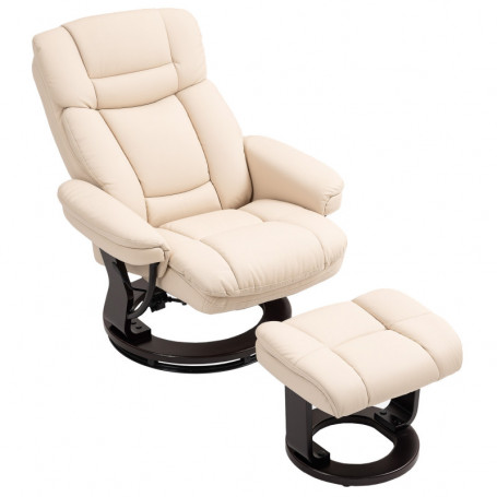 Realx Fåtölj med Fotpall och Justerbar Rygg – Konstläder, 86 x 83 x...