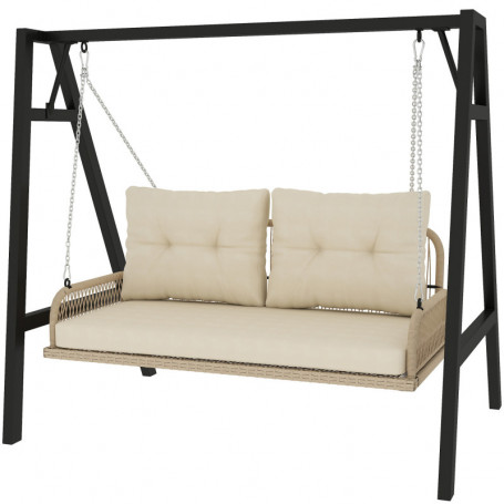 Gungstol i Rotting för 2 Personer med Kuddar och Stålram – 115 x 66...