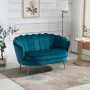 Soffa 2-sits Vintage Blomma Mörkgrön Sammet med Guld Ben