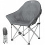 Hopfällbar Campingstol i Fuskmocka med Sidofickor – 90 x 63 x 100 cm