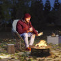 Hopfällbar Campingstol i Fuskmocka med Sidofickor – 90 x 63 x 100 cm