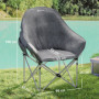 Hopfällbar Campingstol i Fuskmocka med Sidofickor – 90 x 63 x 100 cm