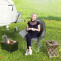 Hopfällbar Campingstol i Fuskmocka med Sidofickor – 90 x 63 x 100 cm
