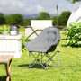 Hopfällbar Campingstol i Fuskmocka med Sidofickor – 90 x 63 x 100 cm