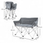 2-sits Campingstol Hopfällbar med Förvaring och Bärväska – 120 x 57 x 95 cm