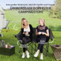 2-sits Campingstol med Kylväskor och Bärväska Svart – 145 x 60 x 92 cm