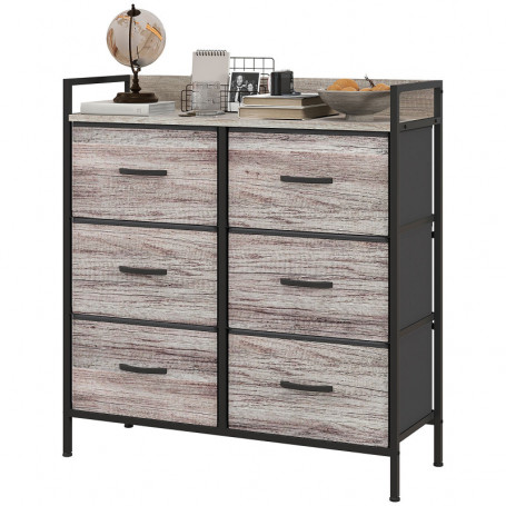 Tygbyrå med 6 Lådor och Hyllplan i Industriell Design – 79 x 29 x 85 cm