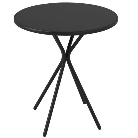 Runt Trädgårdsbord i Metall Svart med Fotstöd – Ø60 x 70 cm