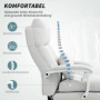 Ergonomisk Kontorsstol med Fällbart Ryggstöd och Fotstöd Gräddvit Linne