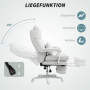 Ergonomisk Kontorsstol med Fällbart Ryggstöd och Fotstöd Gräddvit Linne
