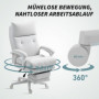 Ergonomisk Kontorsstol med Fällbart Ryggstöd och Fotstöd Gräddvit Linne