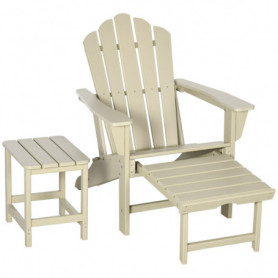 Hopfällbart Ergonomiskt Solstol med Fotpall och Bord Retro Sand