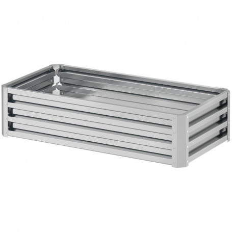 Odlingslåda Väderbeständig Öppen Botten Metall 120 x 60 x 30,5 Silver