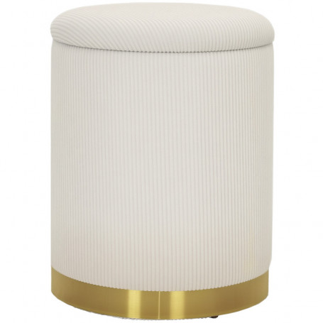 Förvaringspall Gräddvit Manchester med Stålbas – Ø36 x 44 cm, 30,6L