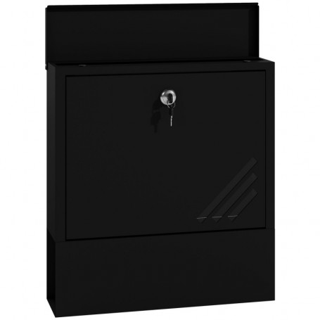 Brevlåda Metall Väggmonterad Låsbar Svart – 30 x 8,5 x 32,5 cm