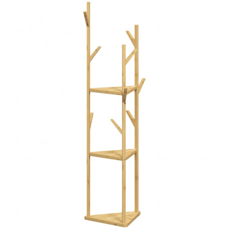 Fristående Klädhängare i Bambu med Hyllor – 45 x 45 x 170 cm
