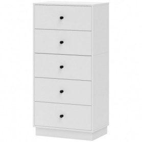 Modern Byrå med 5 Lådor och Tippskydd Vit – 47 x 29 x 95 cm