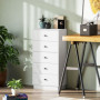 Modern Byrå med 5 Lådor och Tippskydd Vit – 47 x 29 x 95 cm