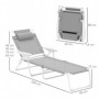 Hopfällbar Solsäng med 4-Positioners Ryggstöd Ljusgrå