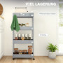 Tunn Köksvagn 4 hyllor 3 Flexibla Krokar Grå 40 x 19 x 90 cm
