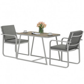 Utegrupp 2 Stolar med Bord Ljusgrå