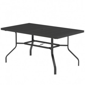 Trädgårdsbord 152 x 90 cm med Paraplyhållare Svart
