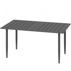 Trädgårdsbord med Paraplyhållare & Lamelldesign – 150 cm, Stålram