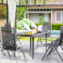 Trädgårdsbord med Paraplyhållare & Lamelldesign – 150 cm, Stålram