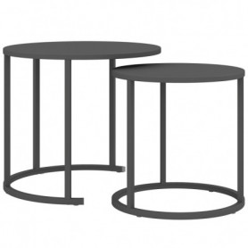 2-delat Ute Sidobord i Stål Mörkgrå Ø60/Ø48 cm