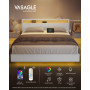 Sängstomme 160×200 cm LED RGB Belysning USB-A/C Laddstation Hylla F...