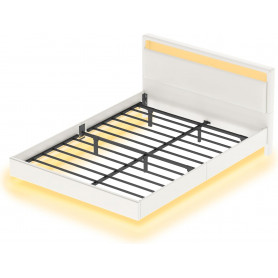 Sängstomme 160×200 cm LED RGB Belysning USB-A/C Laddstation Hylla F...