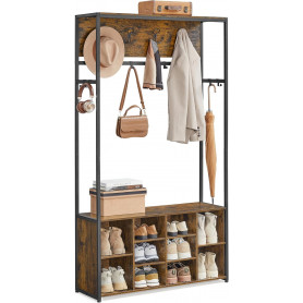 Klädställning med skoställ Vintage Brun 32 x 100 x 180 cm