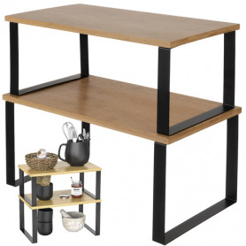 Kryddställ i bambu – 2 st hyllor för köksbänken – naturligt trä & s...