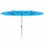 Dubbelparasoll med LED-belysning Solcells- och USB-laddning Blå