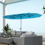 Dubbelparasoll med LED-belysning Solcells- och USB-laddning Blå
