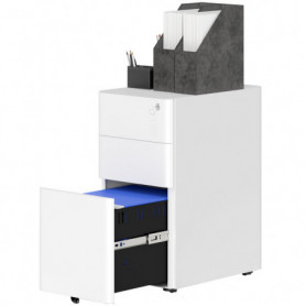 Arkivskåp i Metall 3 Lådor på Hjul Vit